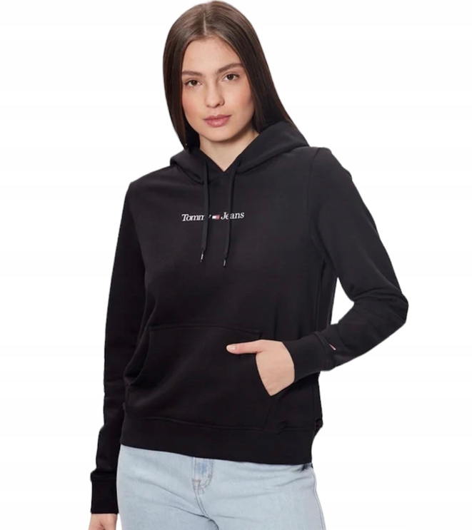 Tommy Jeans Bluza Damska z kapturem SERIF LINEAR czarna DW0DW15649