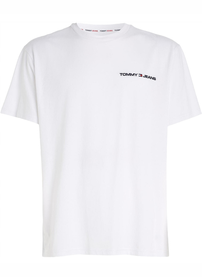 Tommy Jeans T-shirt męski biały Linear Chest DM0DM16878 Regular Fit