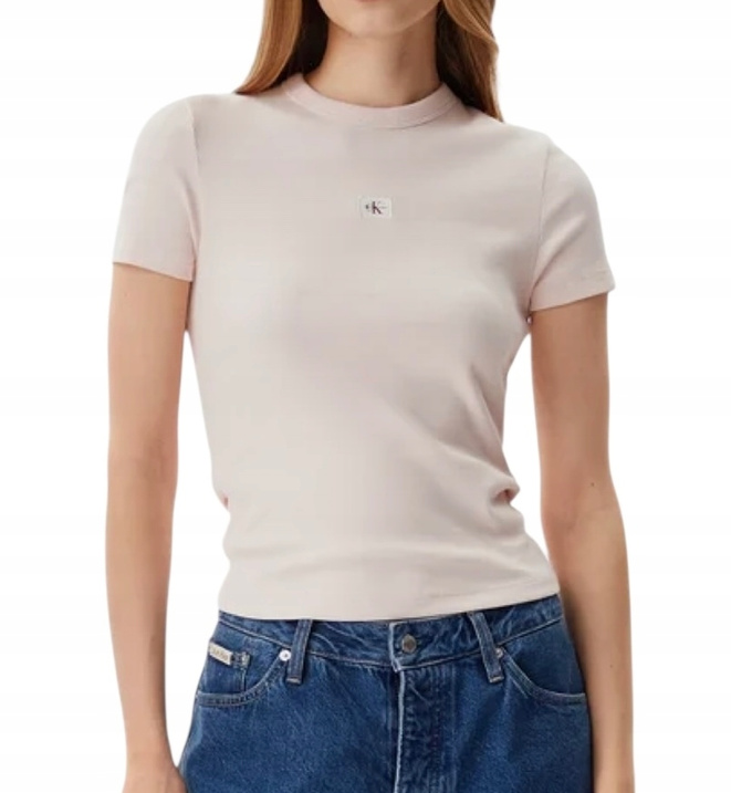 Calvin Klein Jeans T-Shirt damski J20J225245 Różowy Slim Fit