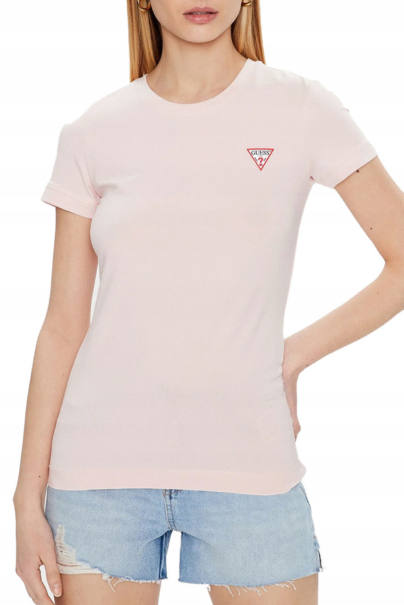 GUESS T-Shirt damski W2YI44 J1311 Fit Różowy