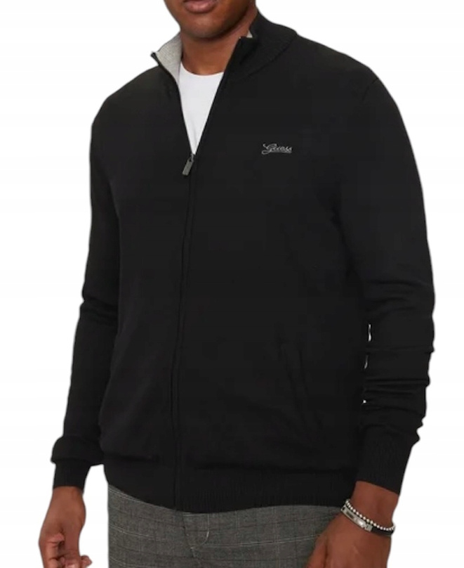 Guess Sweter męski kardigan z domieszką wełny M4YR03 Z3052 czarny