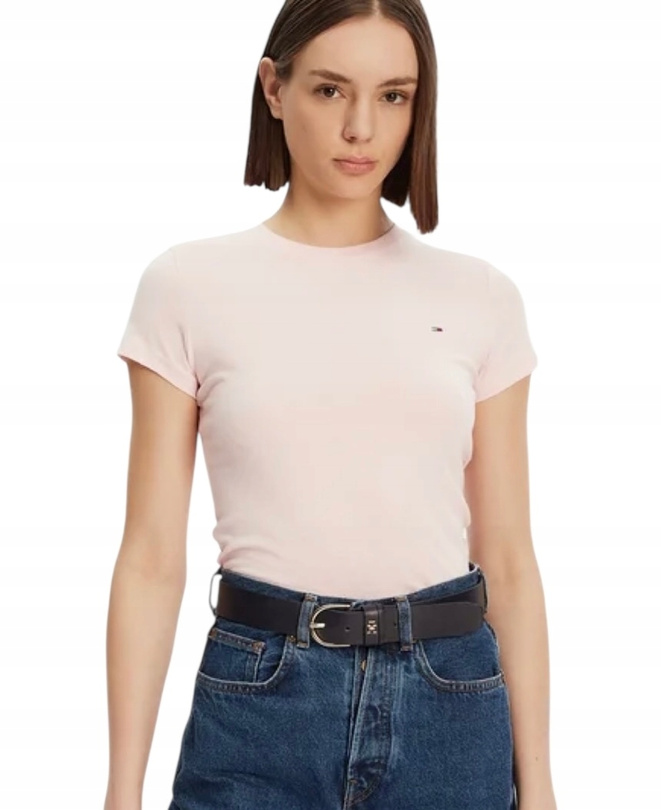 Tommy Hilfiger T-Shirt damski DW0DW20459 Różowy Slim Fit