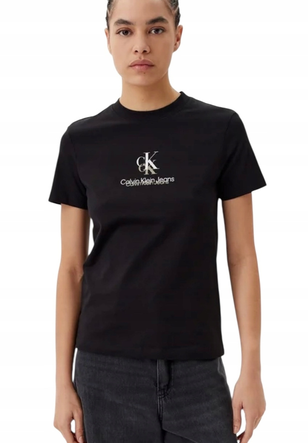 Calvin Klein T-shirt damski Shadow Graphic J20J225545 Czarny Regular Fit