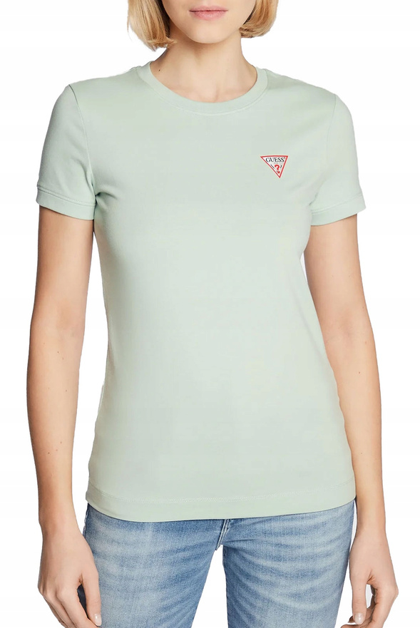 GUESS T-Shirt damski Mini Triangle Zielony