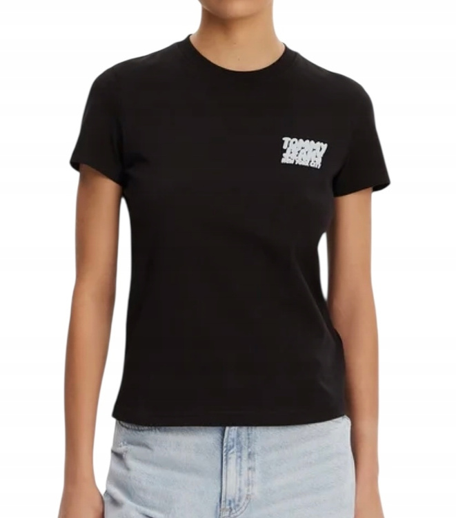 Tommy Hilfiger T-Shirt damski Bubble DW0DW21338 Czarny Regular Fit
