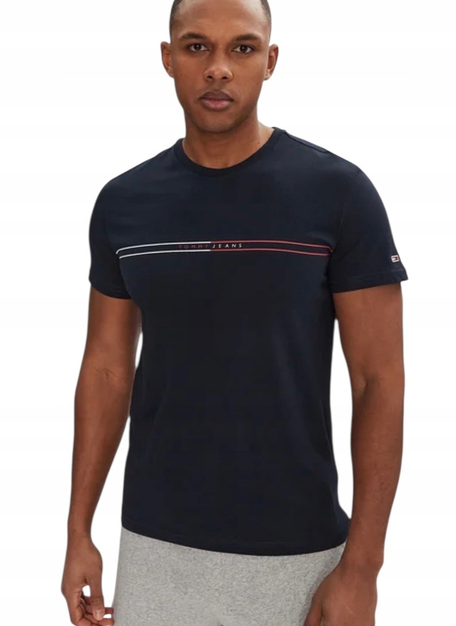 Tommy Jeans T-Shirt męski Entry Graphic DM0DM20779 Granatowy Slim Fit