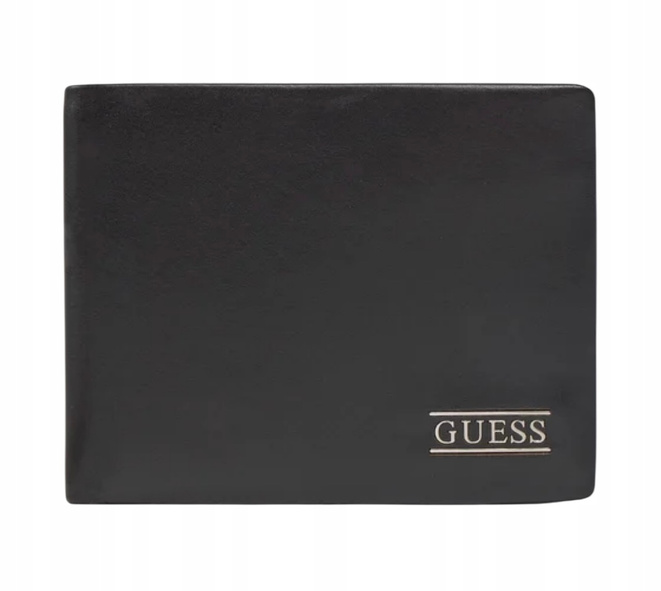 GUESS Portfel Męski New Boston R Slg SMNEBR LEA20 Skóra Naturalna Czarny