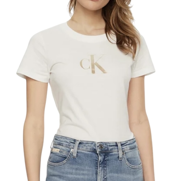 Calvin Klein T-Shirt damski Gradient J20J224982 Biały Slim Fit