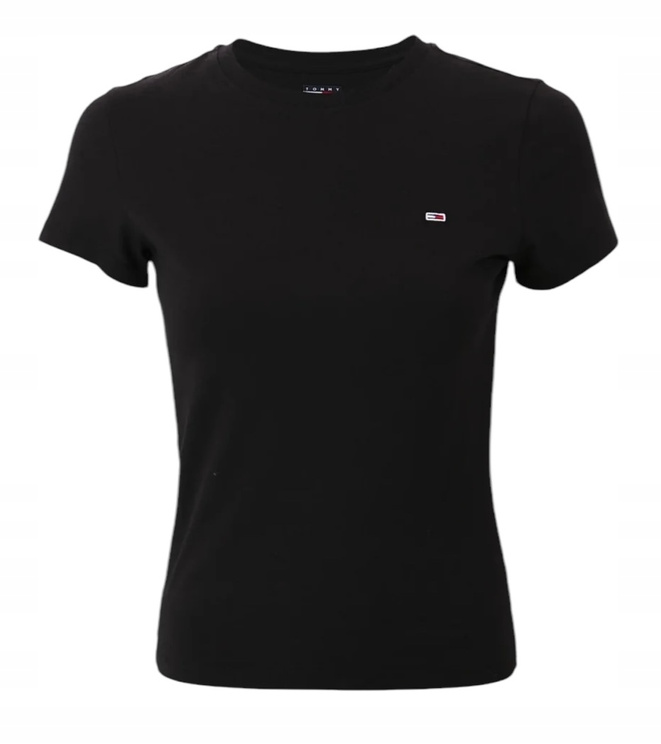 Tommy Hilfiger T-Shirt damski DW0DW20459 Czarny Slim Fit