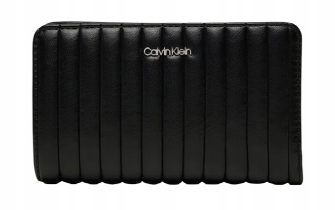 Calvin Klein Duży Portfel Damski Mini Line Quilt Medium K60K613063 Czarny