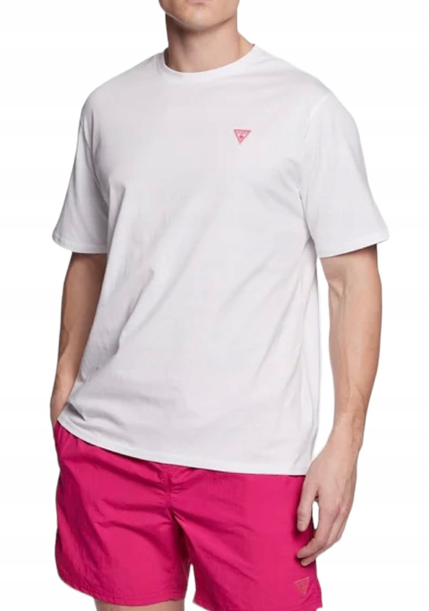 Guess T-Shirt męski F3GI00 K8HM0 Biały Regular Fit