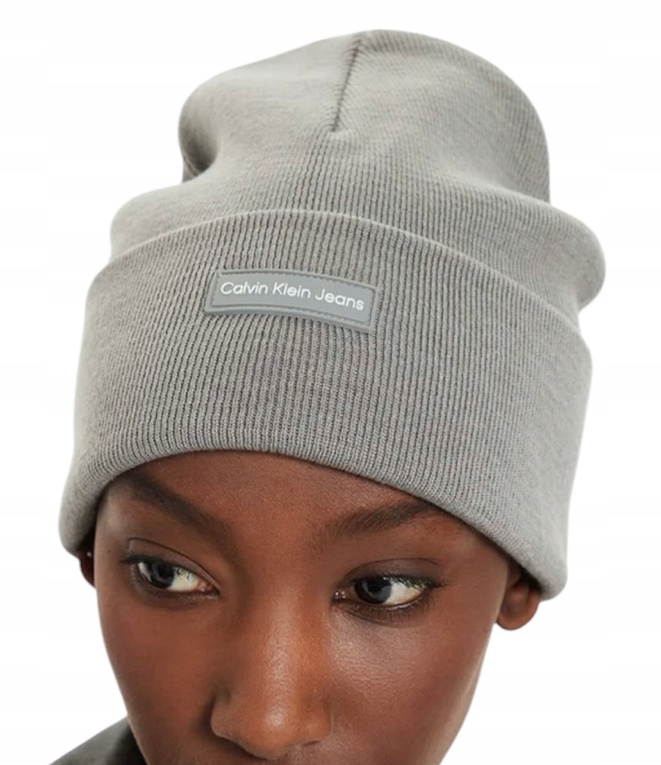 Calvin Klein Czapka zimowa damska Inst Patch Beanie K60K612322 Szary