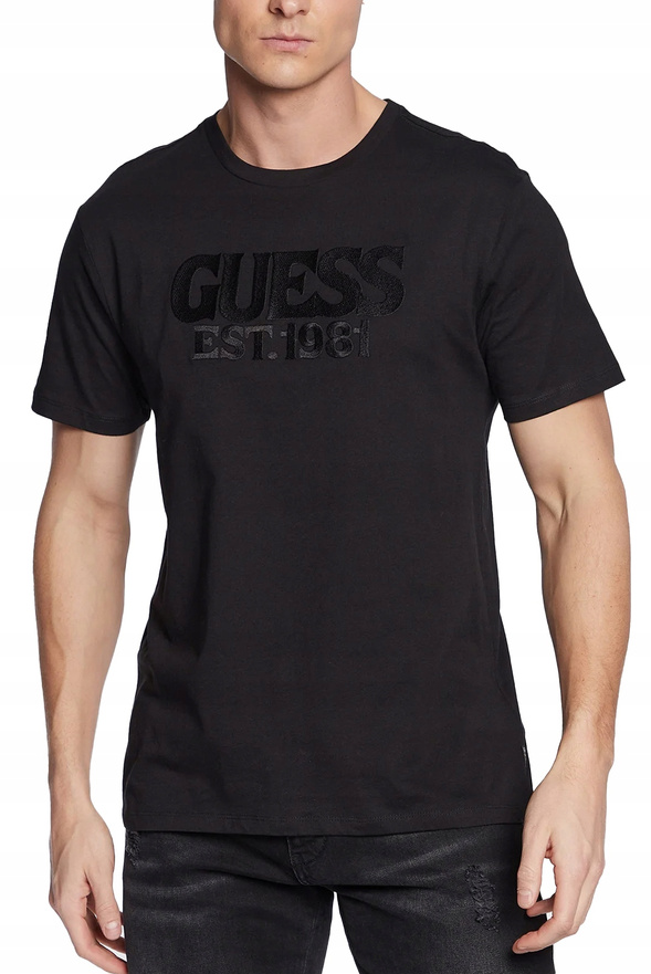GUESS T-Shirt męski M3GI56 K9RM3 Czarny Slim