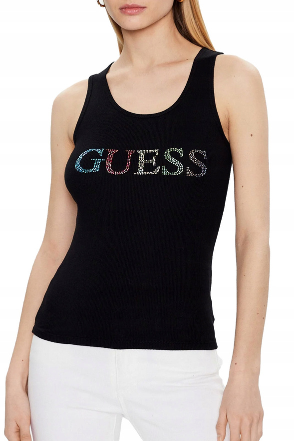 Guess Top Logo W3GP43 K9I51 Czarny Regular Fit