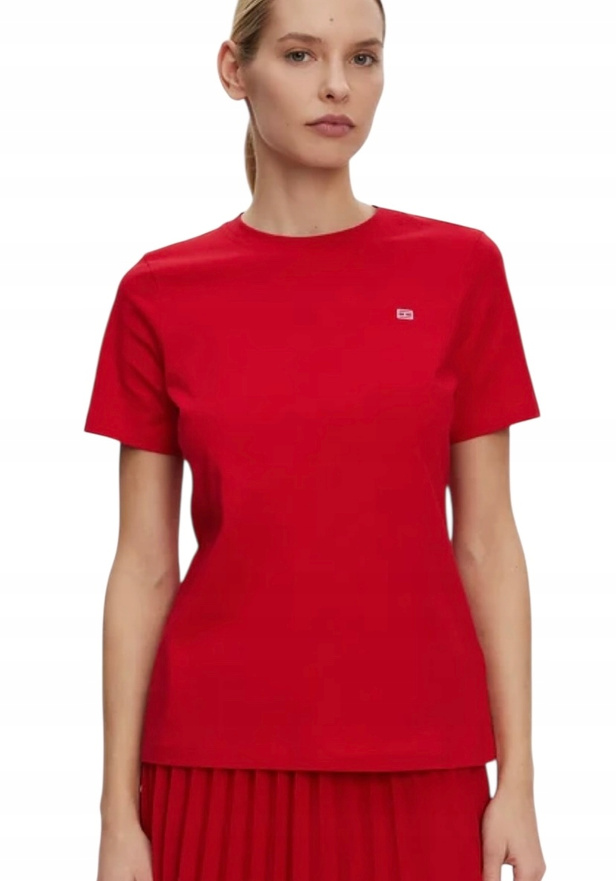 Tommy Hilfiger T-Shirt damski WW0WW45522 Czerwony Regular Fit