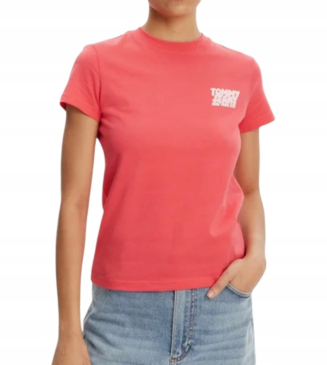 Tommy Hilfiger T-Shirt damski Bubble DW0DW21338 Różowy Regular Fit