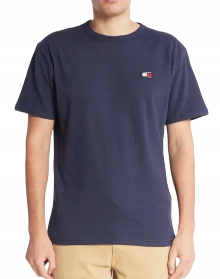 Tommy Jeans T-shirt męski granatowy Classic Xs Badge DM0DM17870 Regular  niebieski