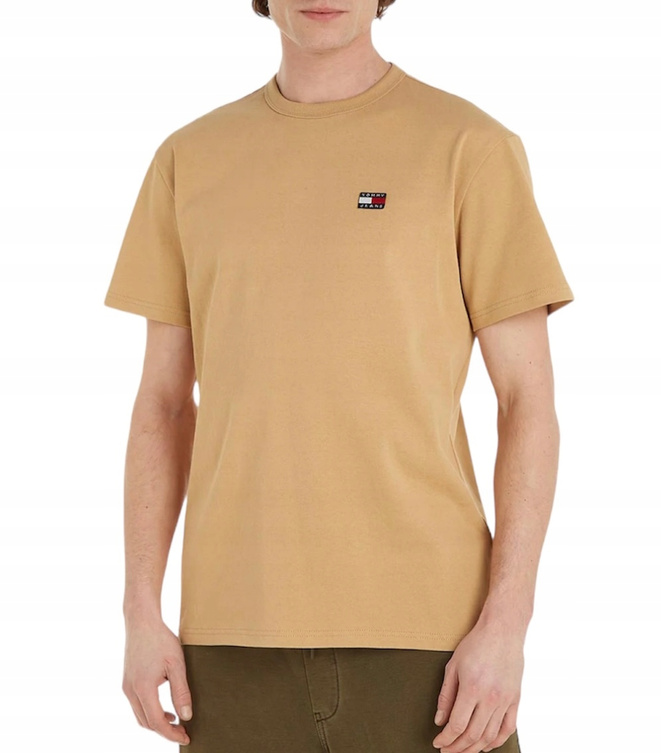 Tommy Jeans T-shirt męski brązowy Classic Xs Badge DM0DM17870 Regular