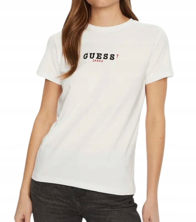 GUESS T-Shirt damski W5RI54 J1314 Biały Regular Fit