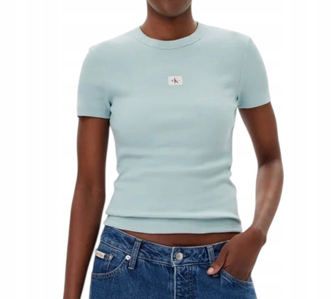 Calvin Klein Jeans T-Shirt damski J20J225245 Niebieski Slim Fit