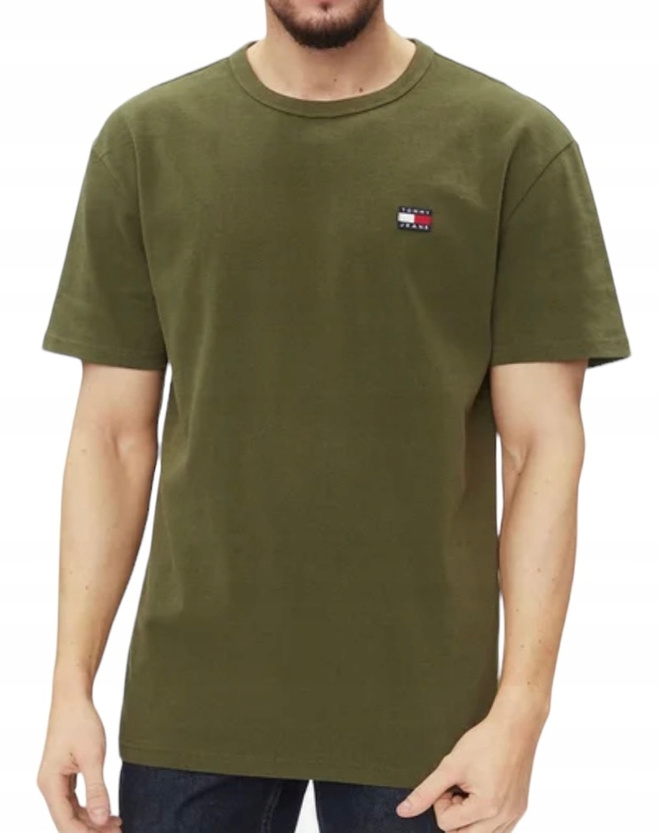 Tommy Jeans T-shirt męski khaki Classic Xs Badge DM0DM17870 Regular