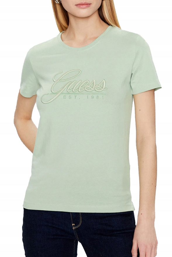 GUESS T-Shirt damski Script W3GI36 I3Z14 Zielony