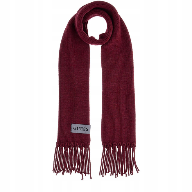 Szal Szalik zimowy Guess AW9961 WOL03 bordowy z frędzlami