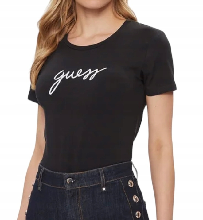 GUESS T-Shirt damski Carrie O4RM09 KBBU1 Czarny Regular Fit