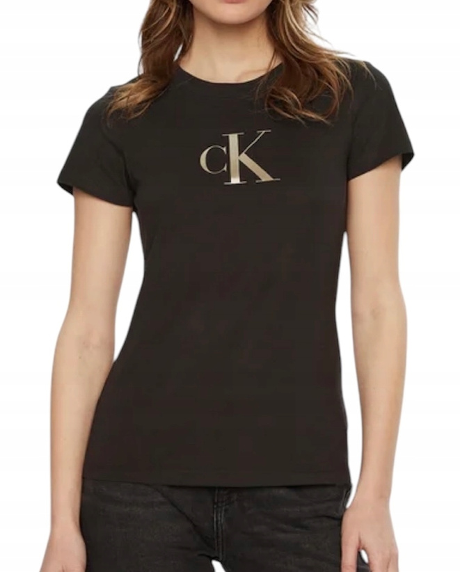 Calvin Klein T-Shirt damski Gradient J20J224982 Czarny Slim Fit