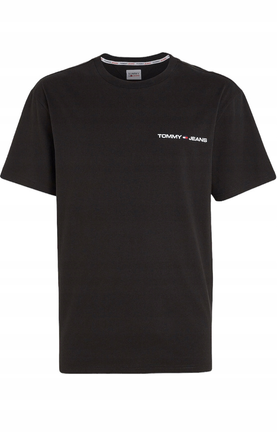Tommy Jeans T-shirt męski czarny Linear Chest DM0DM16878 Regular Fit