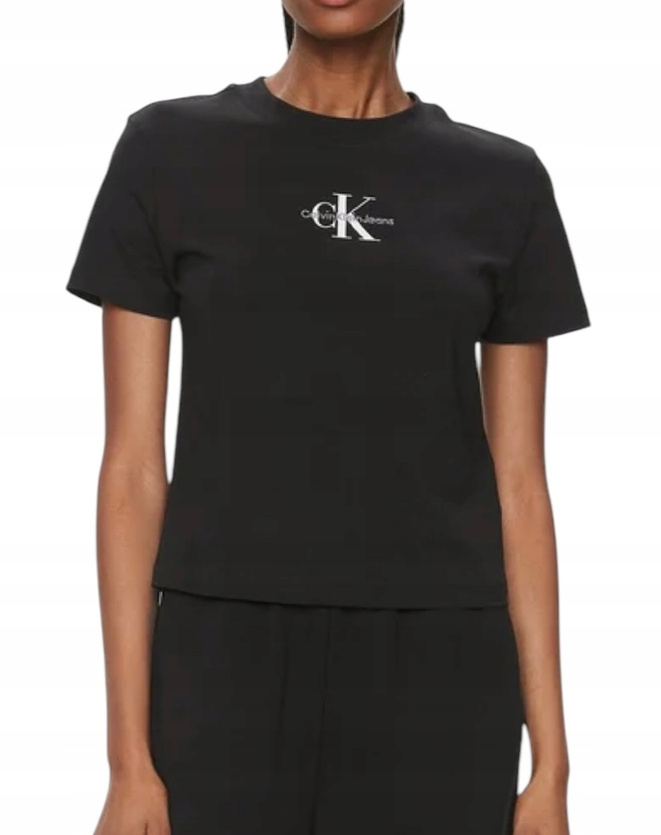 Calvin Klein Jeans T-Shirt damski Baby Tee J20J223113 Czarny Slim Fit