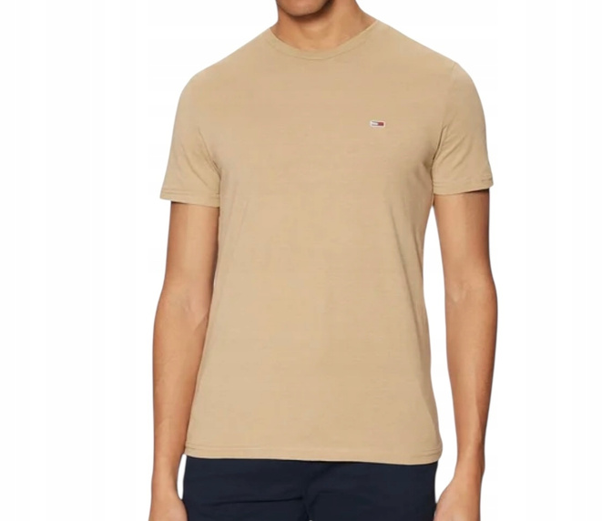 Tommy Hilfiger T-Shirt męski Jaspe DM0DM20363 ACT Beżowy Slim Fit
