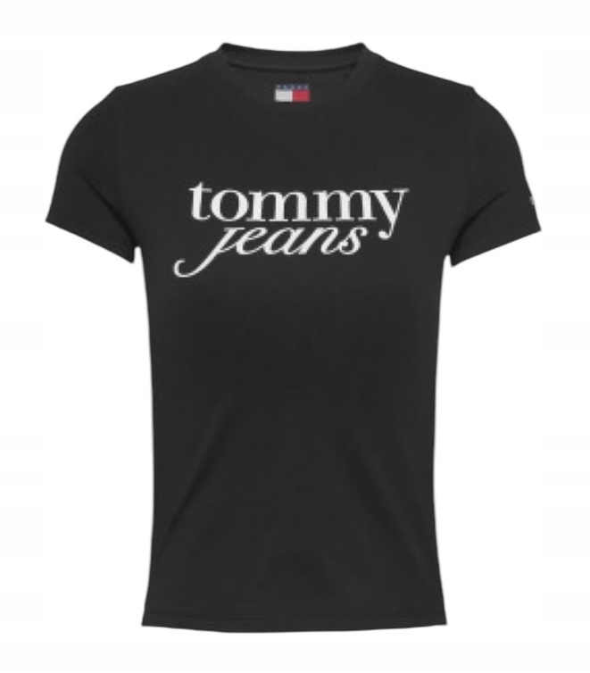 Tommy Hilfiger T-Shirt damski Essential DW0DW19447 Czarny Slim Fit