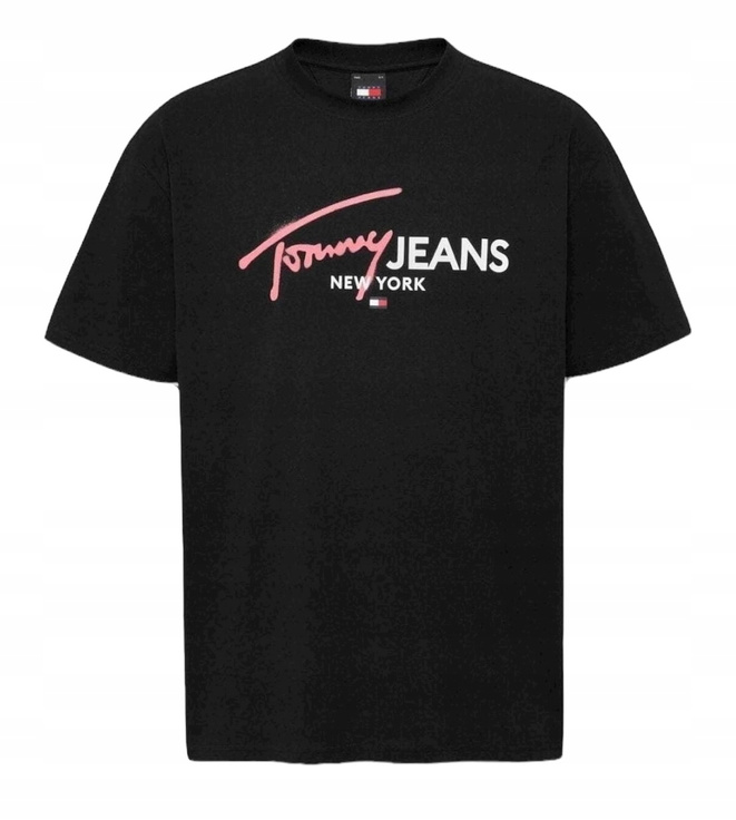 Tommy Jeans T-shirt męski Spray Pop Color DM0DM18572 Czarny Regular