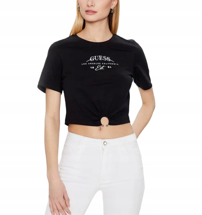 GUESS T-Shirt Piercing W3GI23 JA914 Czarny Boxy