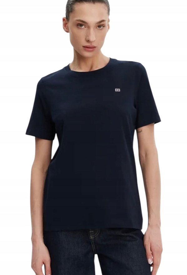 Tommy Hilfiger T-Shirt damski WW0WW45522 Granatowy Regular Fit