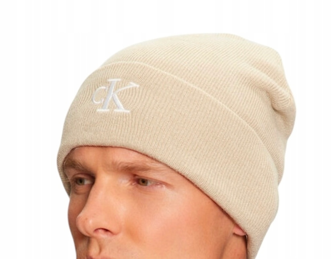Calvin Klein Czapka zimowa Monogram Embro Beanie K50K512145 Beżowy